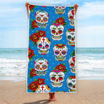 Rose Sugar Skull Pattern Print Beach Towel