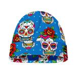 Rose Sugar Skull Pattern Print Beanie