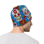 Rose Sugar Skull Pattern Print Beanie