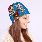 Rose Sugar Skull Pattern Print Beanie