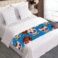 Rose Sugar Skull Pattern Print Bed Runner