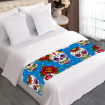 Rose Sugar Skull Pattern Print Bed Runner