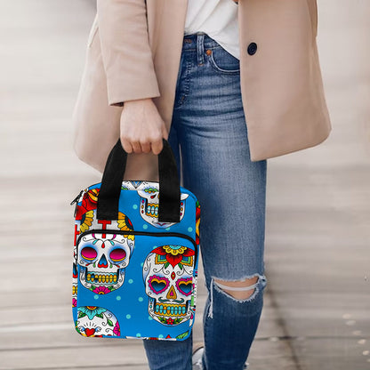 Rose Sugar Skull Pattern Print Bible Tote Bag