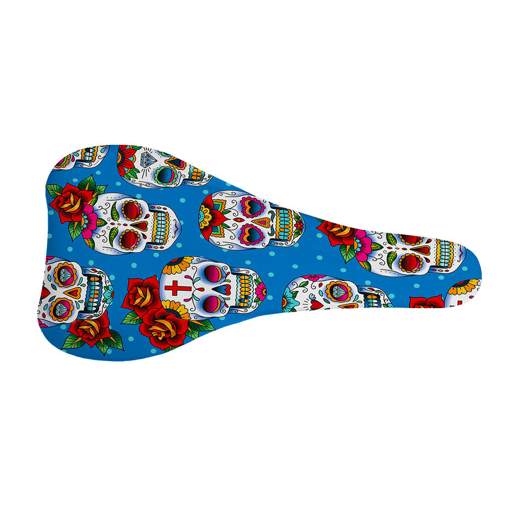 Rose Sugar Skull Pattern Print Bicycle Seat Cover
