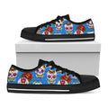 Rose Sugar Skull Pattern Print Black Low Top Sneakers