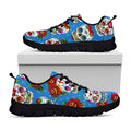 Rose Sugar Skull Pattern Print Black Running Shoes