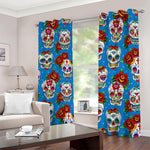 Rose Sugar Skull Pattern Print Blackout Grommet Curtains