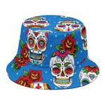 Rose Sugar Skull Pattern Print Bucket Hat