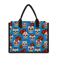 Rose Sugar Skull Pattern Print Canvas Tote Bag