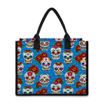 Rose Sugar Skull Pattern Print Canvas Tote Bag