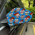 Rose Sugar Skull Pattern Print Car Side Mirror Covers