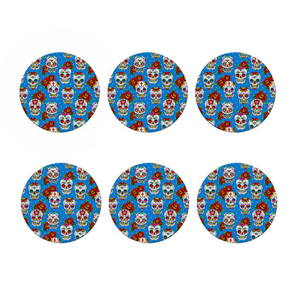 Rose Sugar Skull Pattern Print Coaster Set