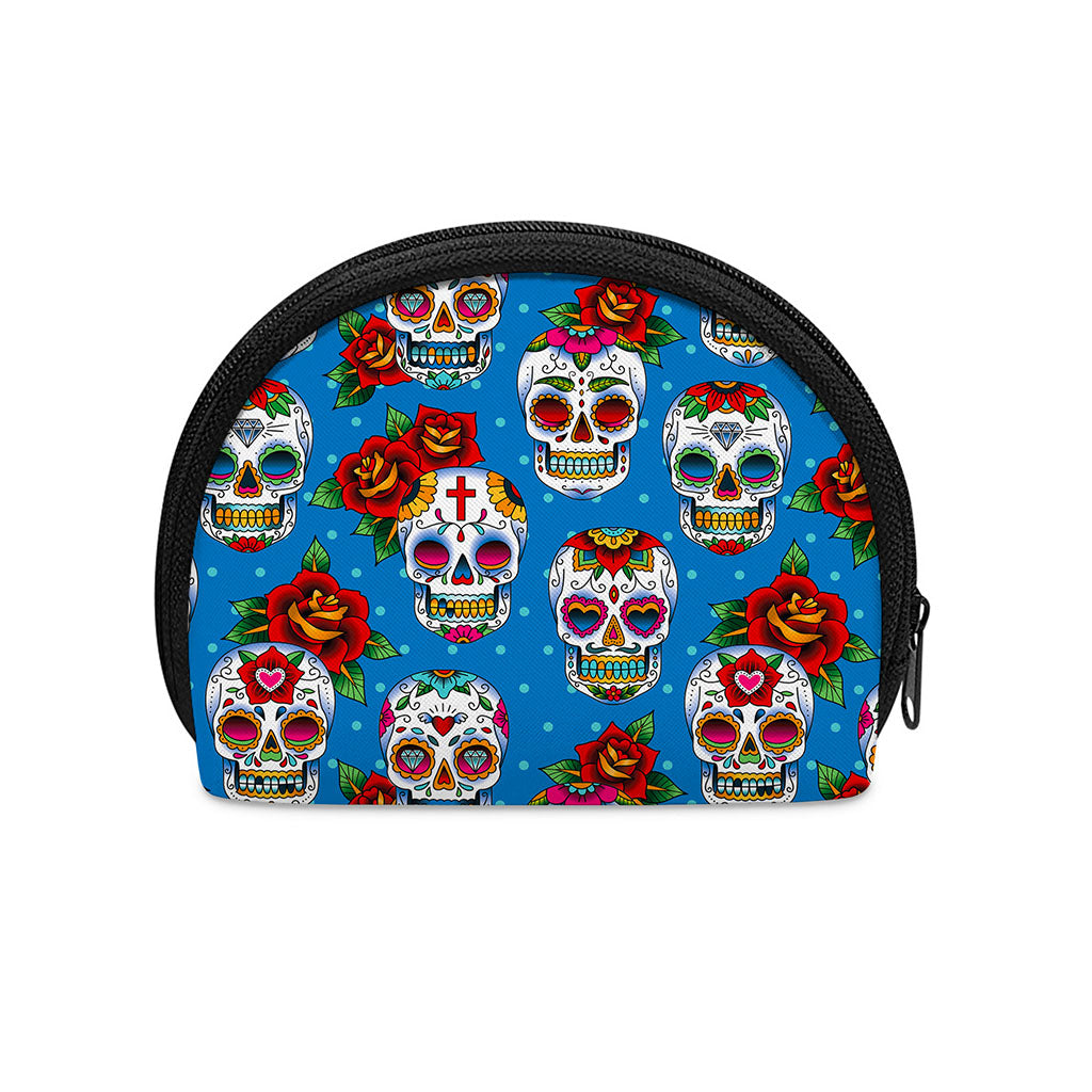 Rose Sugar Skull Pattern Print Coin Purse