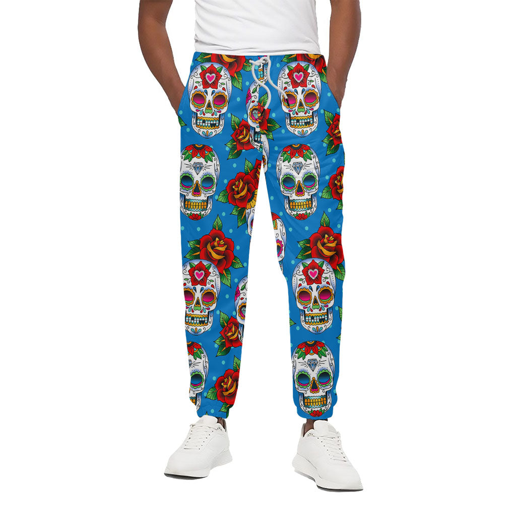 Rose Sugar Skull Pattern Print Cotton Pants