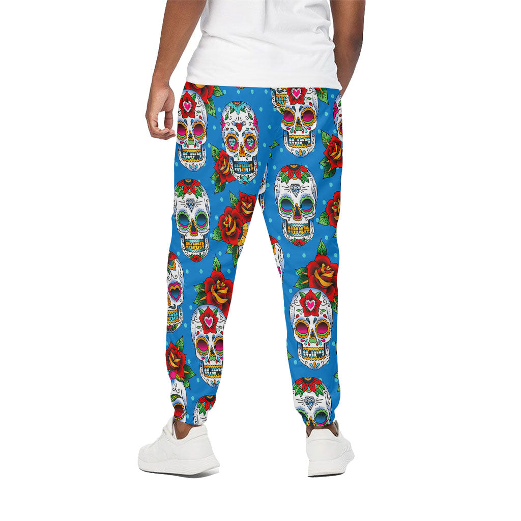 Rose Sugar Skull Pattern Print Cotton Pants