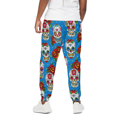 Rose Sugar Skull Pattern Print Cotton Pants