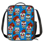 Rose Sugar Skull Pattern Print Crossbody Lunch Bag