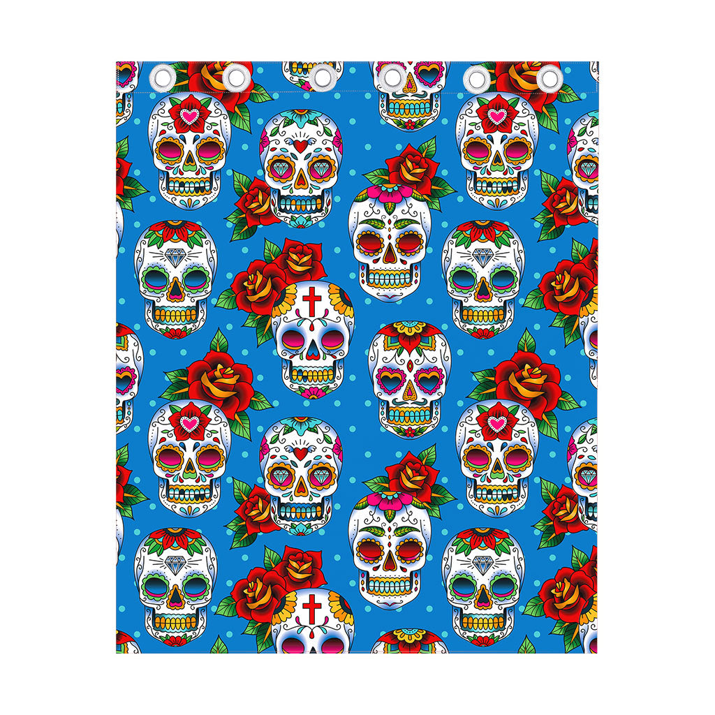 Rose Sugar Skull Pattern Print Curtain