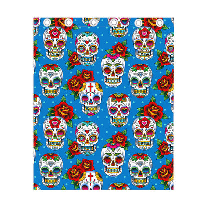 Rose Sugar Skull Pattern Print Curtain