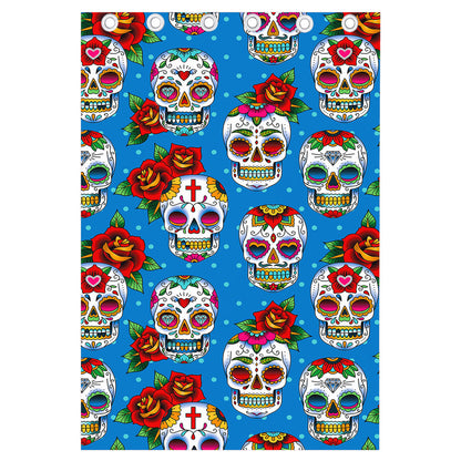 Rose Sugar Skull Pattern Print Curtain