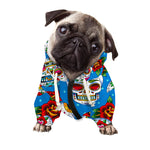 Rose Sugar Skull Pattern Print Dog Zip Up Hoodie