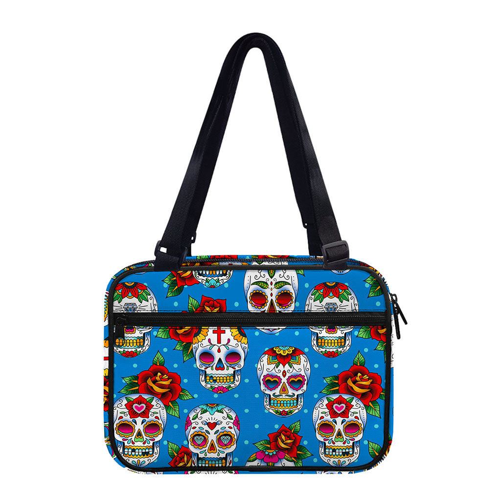 Rose Sugar Skull Pattern Print Double Strap Bible Bag