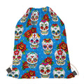 Rose Sugar Skull Pattern Print Drawstring Bag