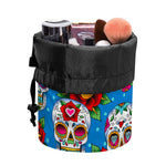 Rose Sugar Skull Pattern Print Drawstring Makeup Bag