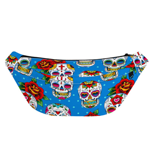 Rose Sugar Skull Pattern Print Fanny Pack