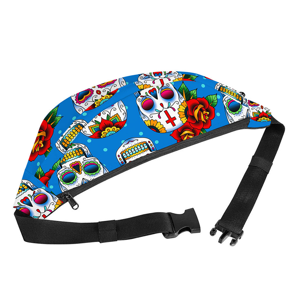 Rose Sugar Skull Pattern Print Fanny Pack