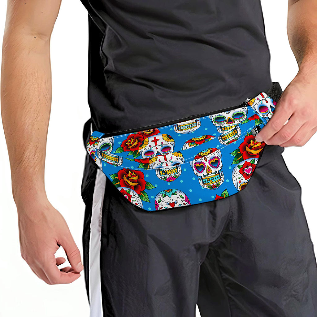Rose Sugar Skull Pattern Print Fanny Pack