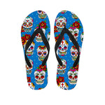 Rose Sugar Skull Pattern Print Flip Flops