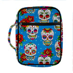Rose Sugar Skull Pattern Print Front Pocket Bible Bag