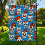 Rose Sugar Skull Pattern Print Garden Flag