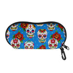 Rose Sugar Skull Pattern Print Glasses Case