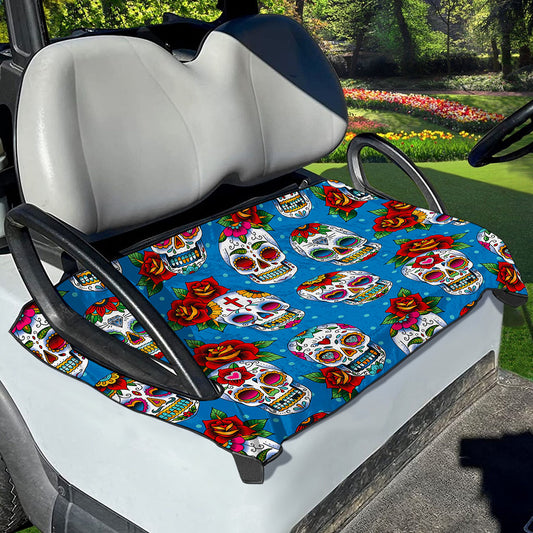Rose Sugar Skull Pattern Print Golf Cart Seat Cover