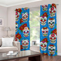 Rose Sugar Skull Pattern Print Grommet Curtains