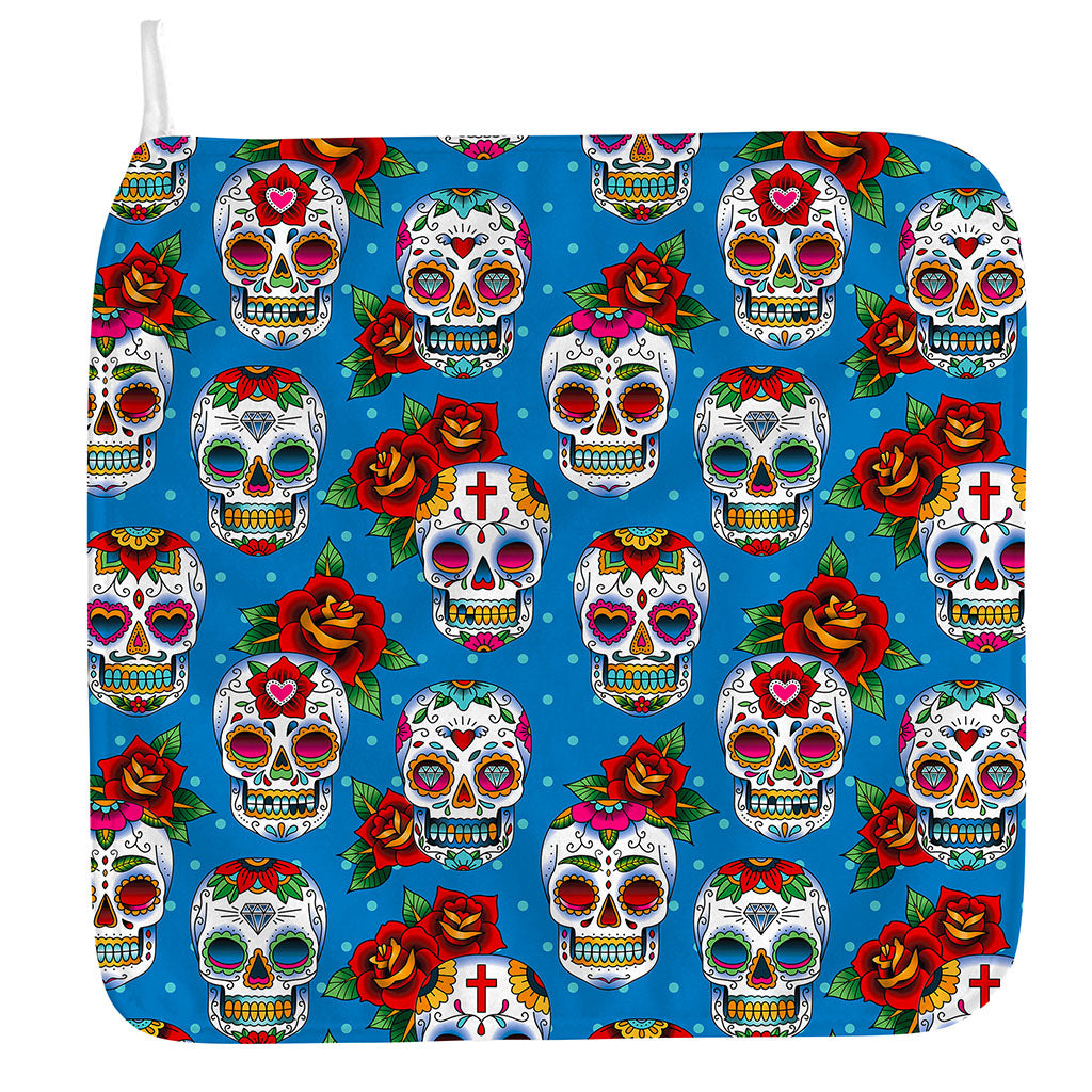 Rose Sugar Skull Pattern Print Hand Towel