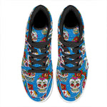 Rose Sugar Skull Pattern Print High Top Leather Sneakers