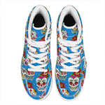Rose Sugar Skull Pattern Print High Top Leather Sneakers