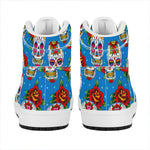 Rose Sugar Skull Pattern Print High Top Leather Sneakers