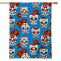 Rose Sugar Skull Pattern Print House Flag