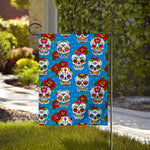Rose Sugar Skull Pattern Print House Flag