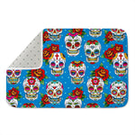 Rose Sugar Skull Pattern Print Indoor Door Mat