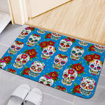 Rose Sugar Skull Pattern Print Indoor Door Mat