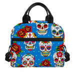 Rose Sugar Skull Pattern Print Insulated Lunch Bag