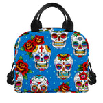 Rose Sugar Skull Pattern Print Insulated Lunch Bag