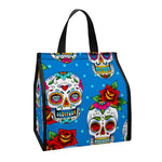 Rose Sugar Skull Pattern Print Insulated Lunch Tote