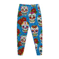 Rose Sugar Skull Pattern Print Jogger Pants