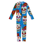 Rose Sugar Skull Pattern Print Jumpsuit